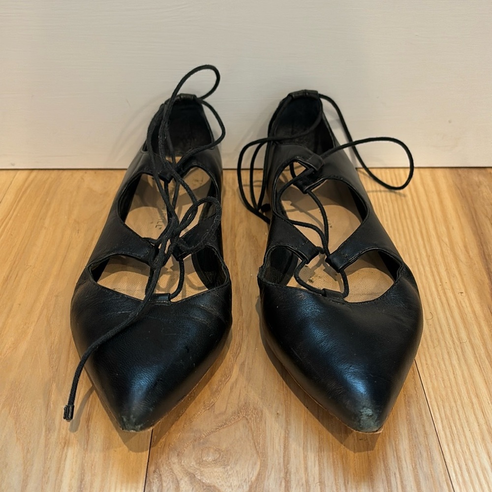 Loeffler Randall Black Lace-Up Flats - Size 8